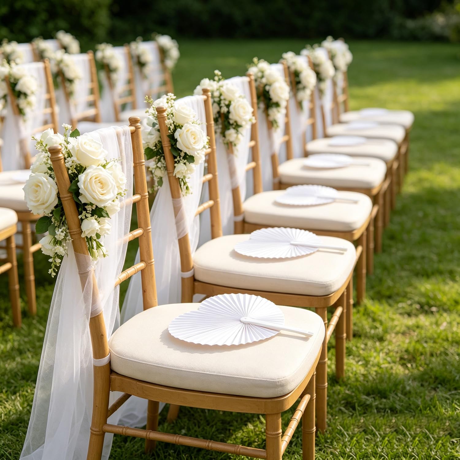 Lot de 96 Eventails Mariage Blancs, Éventail Personnalisable, Décoration Mariage Cadeau Invités, Accessoires de Fête
