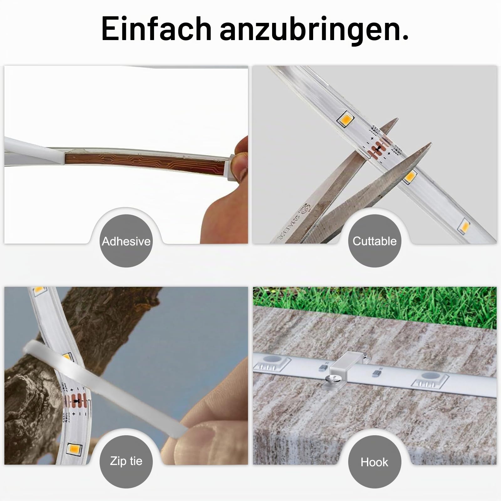 15 m RGB-Solar-LED-Lichtstreifen, warmweiß, für den Außenbereich, wasserdicht, selbstklebend, automatisches Ein-/Ausschalten, 16 Farben und 4 Modi, mit Fernbedienung, ideal für Terrasse