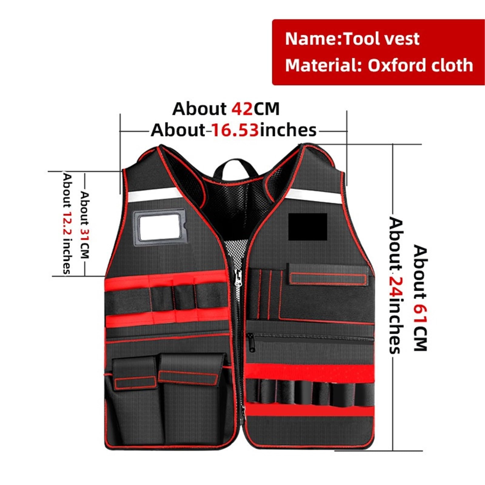 Werkzeugweste Tool Vest Multi Pocket Hardware Bag Strap Reflective Strip Large Capacity Storage