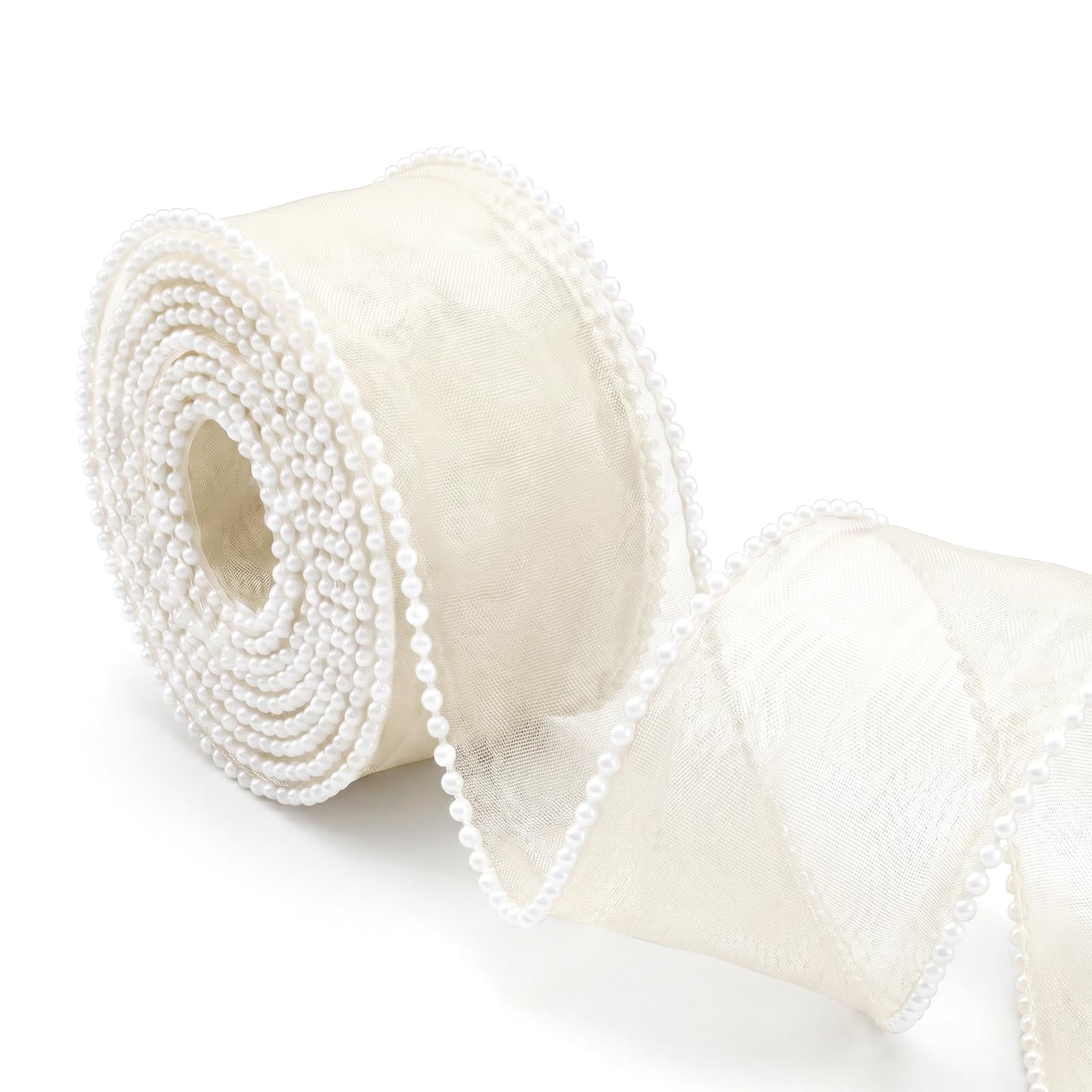 Ribbon for Gift Wrapping Kaluofan Pearl Edge Ribbon 4cm * 4.5m(Beige)