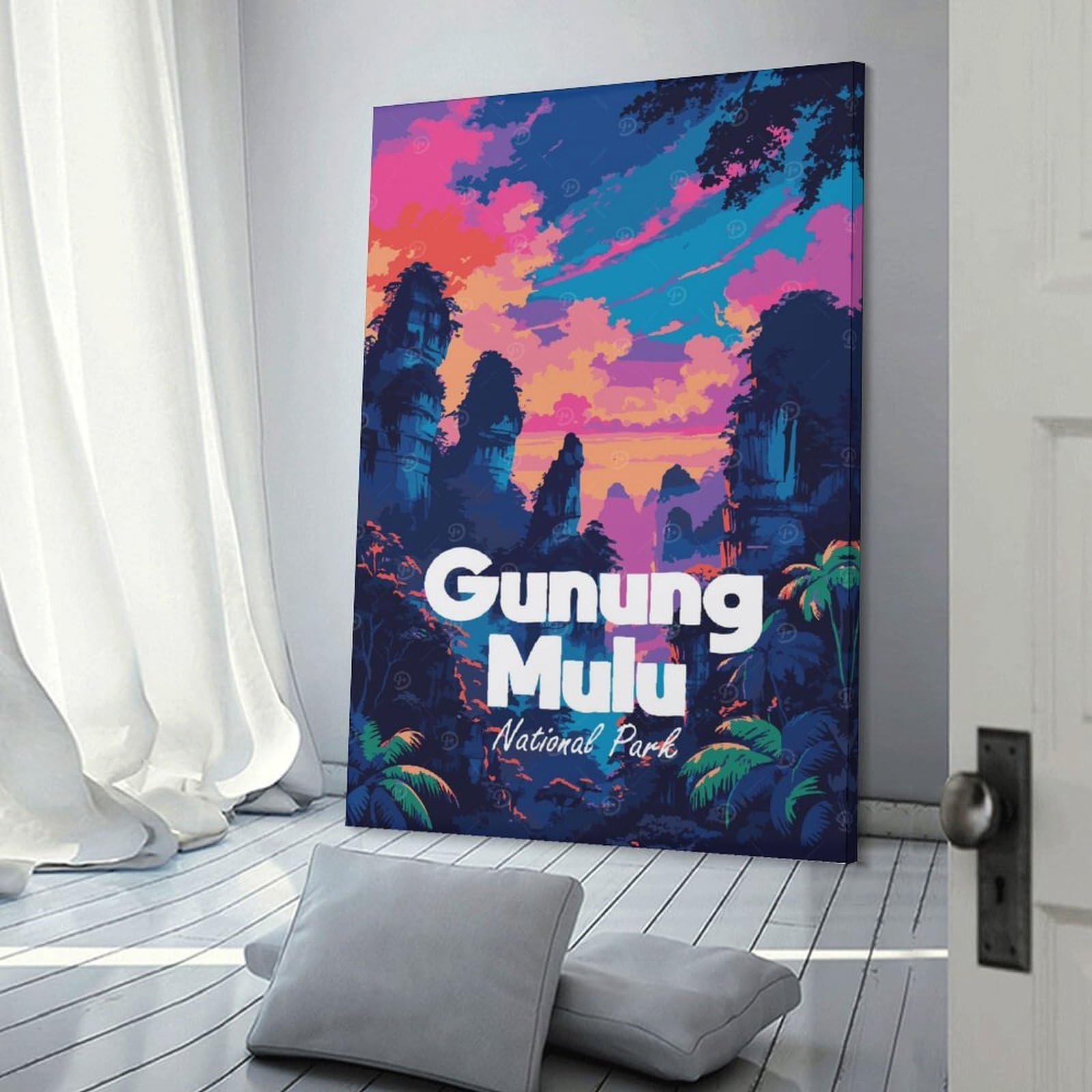 Junmoney Gunung Mulu National Park Canvas Wall Decor 12x18inch(30x45cm), for Calm Bedrooms, Home Corners Or Flats, An Easy Wall Refresh for Bedrooms