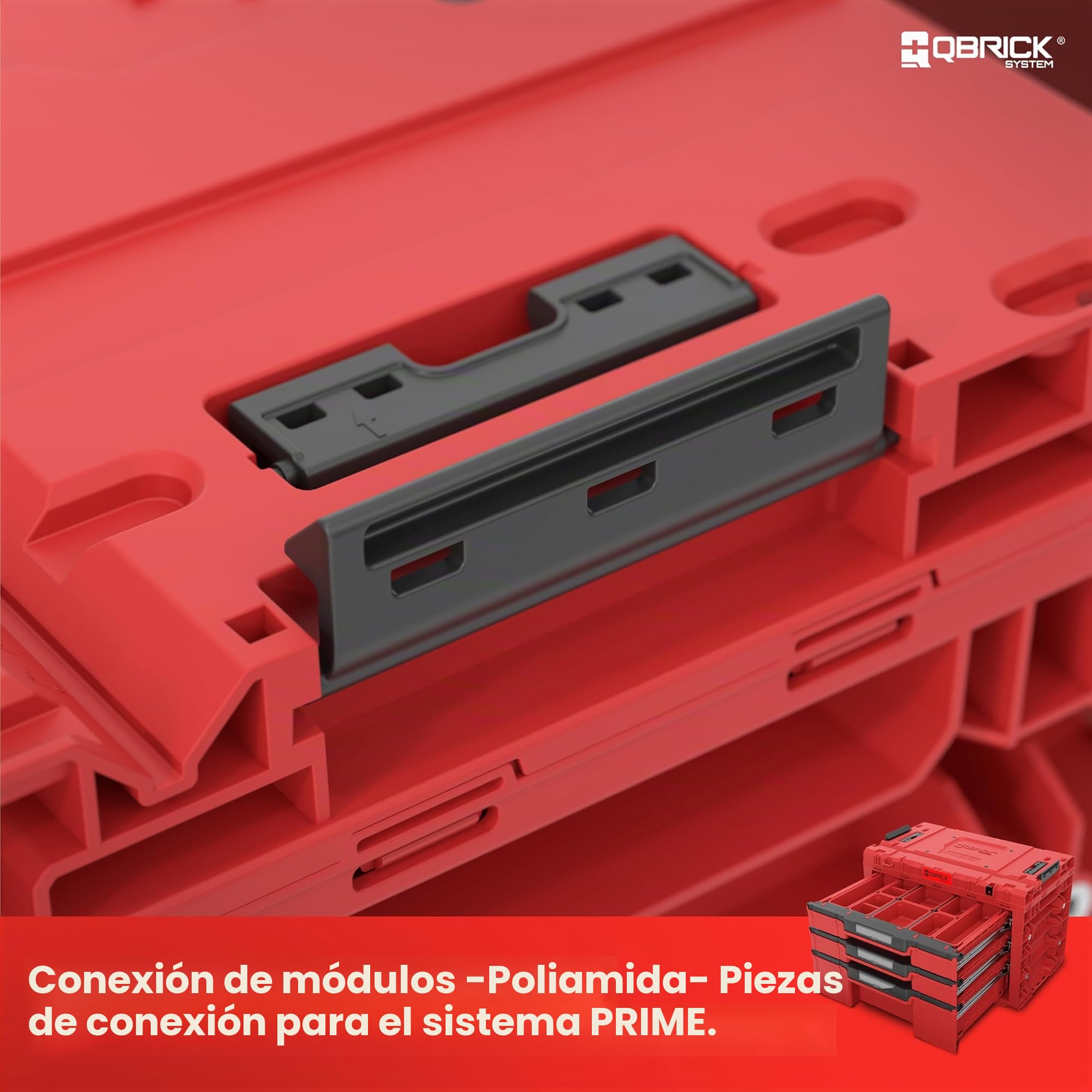 Qbrick System Caja de Herramientas Vacía - 3 Compartimentos - Maletin Herramientas - 542 x 335 x 369 mm Rojo