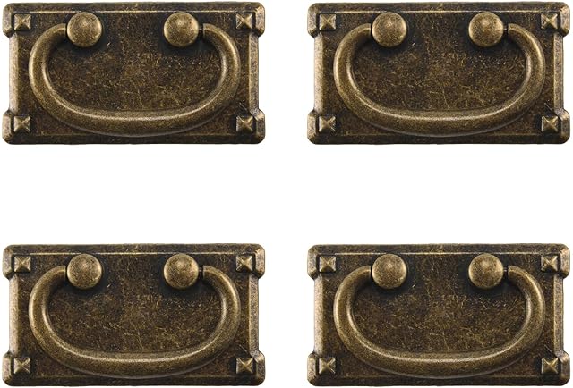 DUKHA 4Pcs Vintage Antique Drawer Ring Pull Handles, Cabinet Door Furniture Handle Decoration