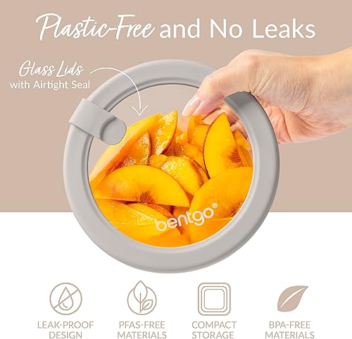 Miniatura 3 de Bentgo Signature - Almacenamiento de alimentos de vidrio a prueba de fugas, juego de 10 piezas, recipientes sin plástico con 1 compartimento con