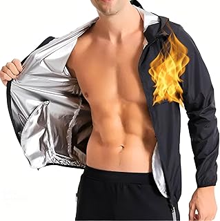 Sauna Jacket Top Weight Loss Sweat Suit Shirt Hoodie Workout Exercise Men