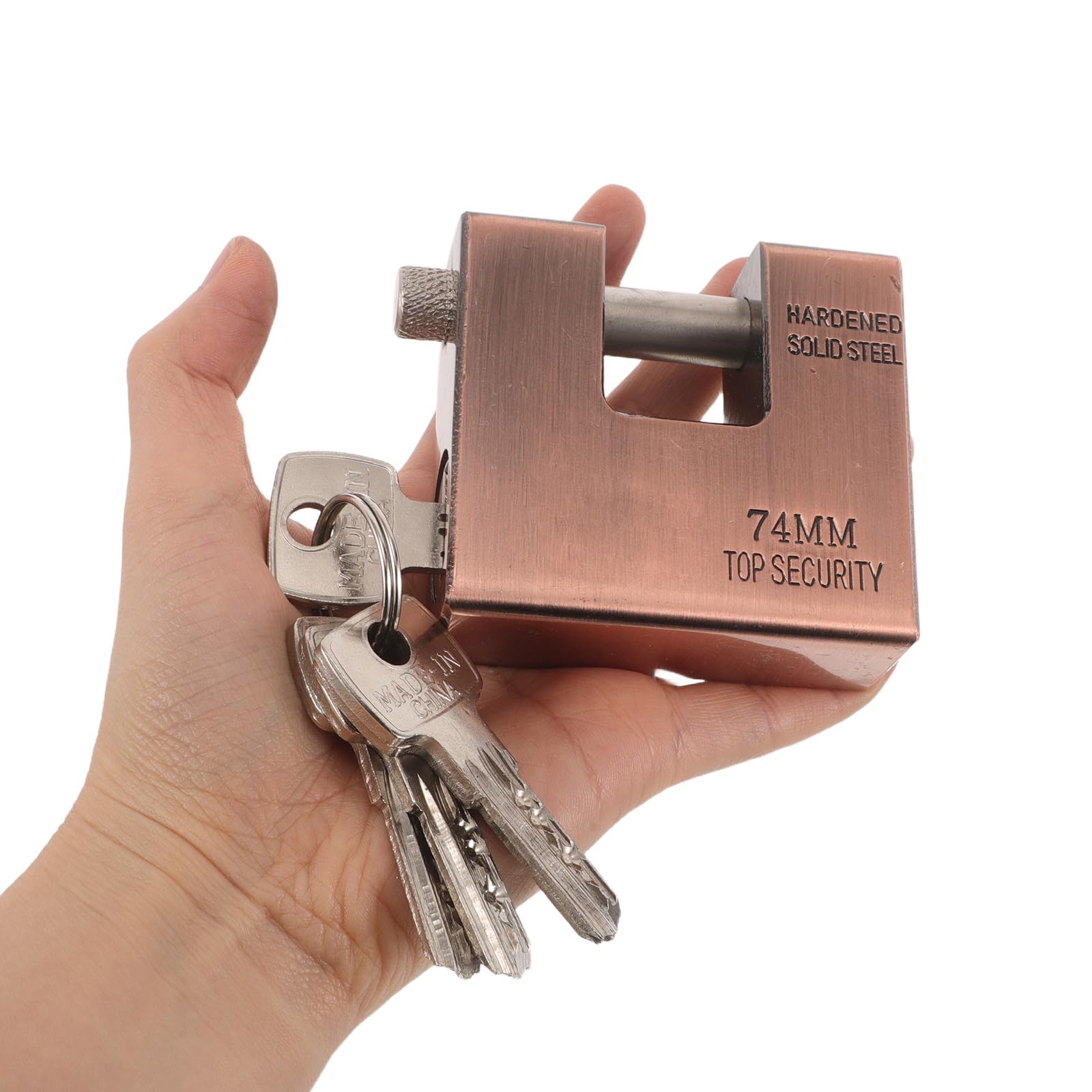 Candado de alta seguridad con llave - Candado con teclado de 74 mm para trastero - metálico para interior y exterior con llaves - Marrón