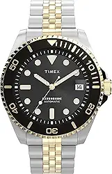 Relógio masculino Harborside Coast de 40 mm - pulseira em dois tons, mostrador preto, caixa em dois tons