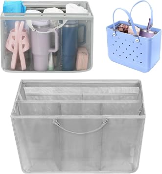 Beach Bag Organizer for Large Bogg Bag Insert Accessories, Lightweight Mesh Divider Pouch with Zipper Pocket for Original XL Bogg/Simply Southern/Simple Modern Large Tote Bag