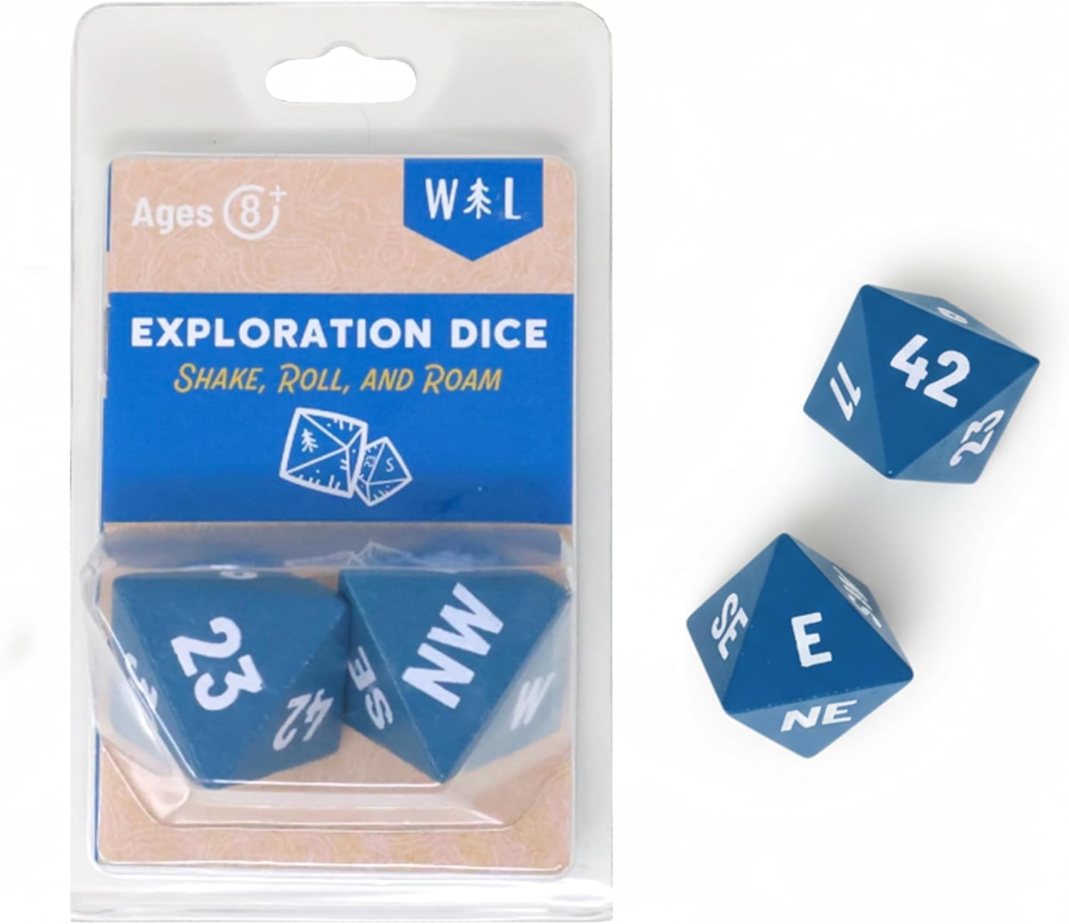 Exploration Dice Outdoor Adventure Game – 8-Sided Wooden Direction & Number Dice with Bonus Games,Booklet & Exploration Bingo |Fun Educational Toy for Hiking, Camping & Backyard Play|Great Gift Idea