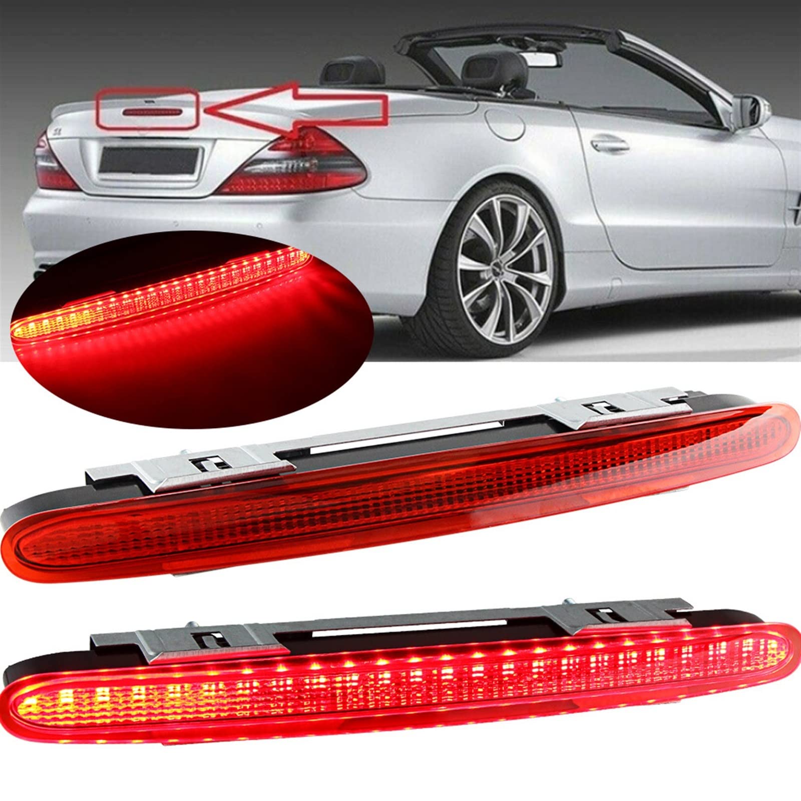 Smoked Lens RED Light 3RD Third Stop Brake Light Lamp Rear High Level Fit For Mercedes Benz SL R230 2001-2012 OEM A2308200056 (Color : 1pcs LED Smoke Lens)