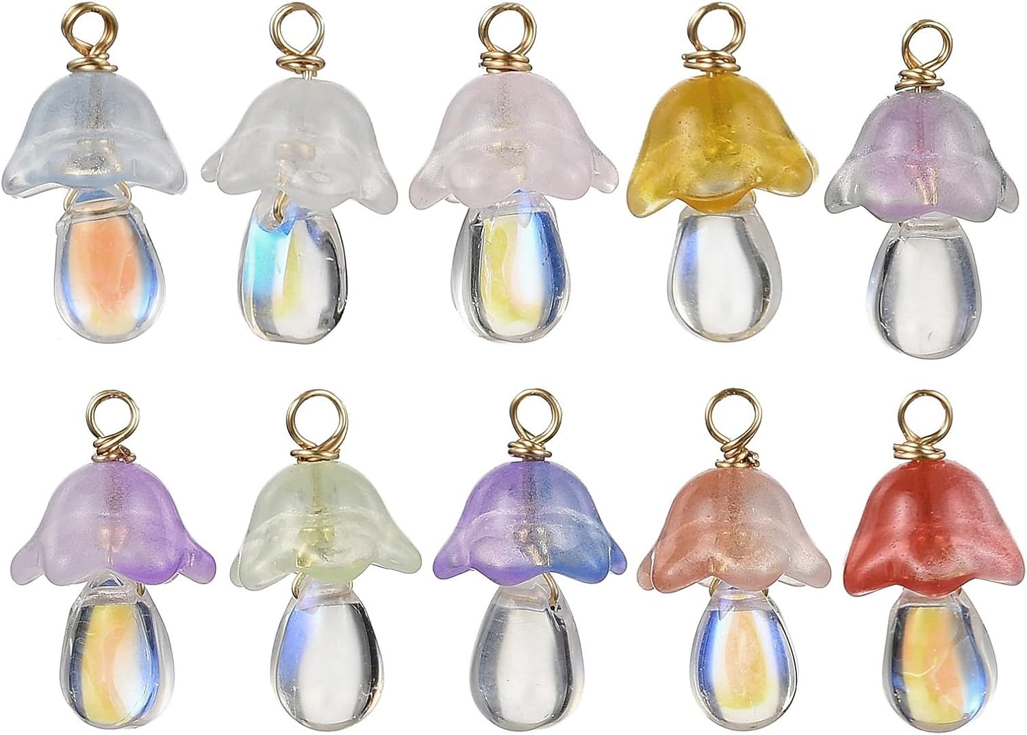 LiQunSweet 200 pcs Green Leaf Theme Handmade Lampwork Glass Charms Spring Tree Leaves Plant Charms for DIY Jewelry Bracelet Necklace Earring Keychain Crafts Decorations