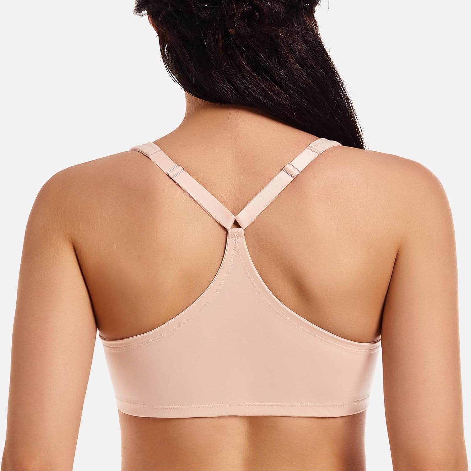 MELENECA Women's Racerback Front Closure Bras Plunge Unlined Full Coverage Seamless Underwire Bra - Image 3