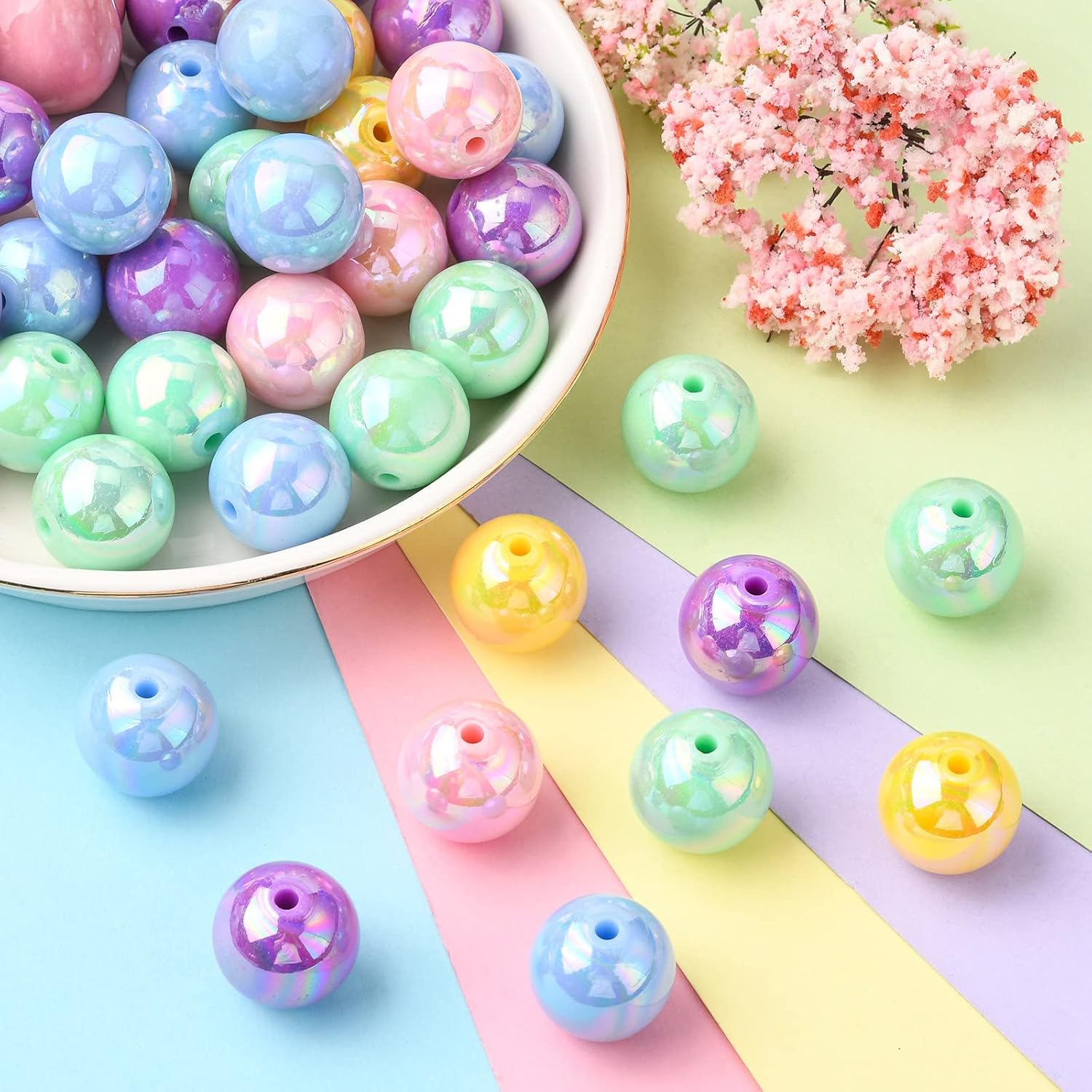 KitBeads 111pcs 20mm Random AB Color Round Acrylic Beads Bubblegum Chunky Beads Opaque Plastic Gumball Loose Beads for Jewelry Making Bulk - Image 6