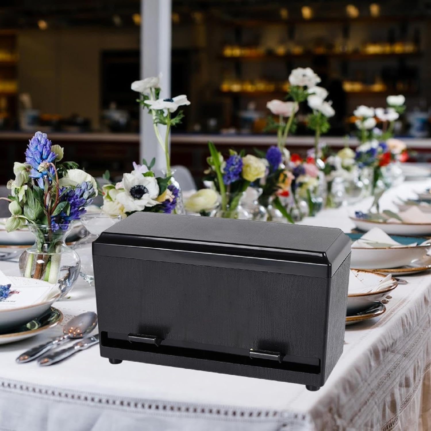 Straw Dispenser Storage Box, Practical Portable Organizer Drinking Straw Holder, for Dining Room Living Room Cafe Countertop, Black 30x12.6x18cm