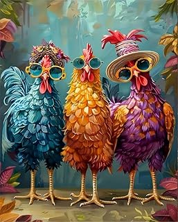 MYBISYMQQ Stamping Cross Stitch Kit, Chicken Counting Cross Stitch Kit for Adult Beginners, Full Line DIY Cross Stitch Stitching Kit for Home Decor Cross Stitch Patterns 11.8x15.7inches