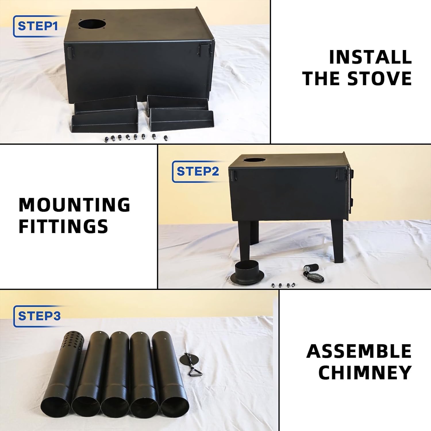 Step-by-step assembly of the KUAFU Wood Burning Stove