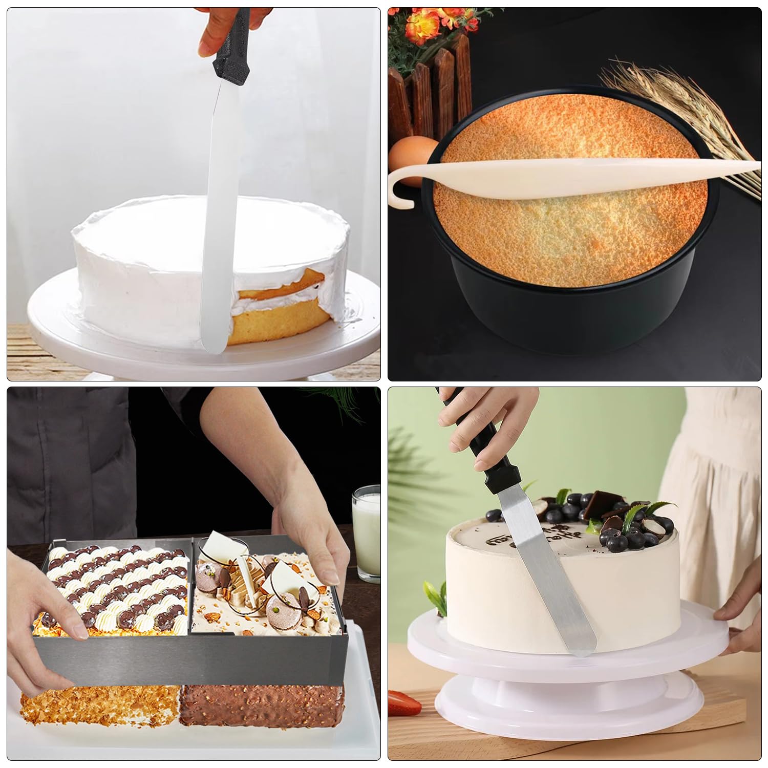 Marco rectangular ajustable de 5 cm de alto, molde rectangular de 27 x 18 hasta 52 x 33 cm, molde para tartas ajustable con paleta angular, acero inoxidable, molde rectangular para hornear,