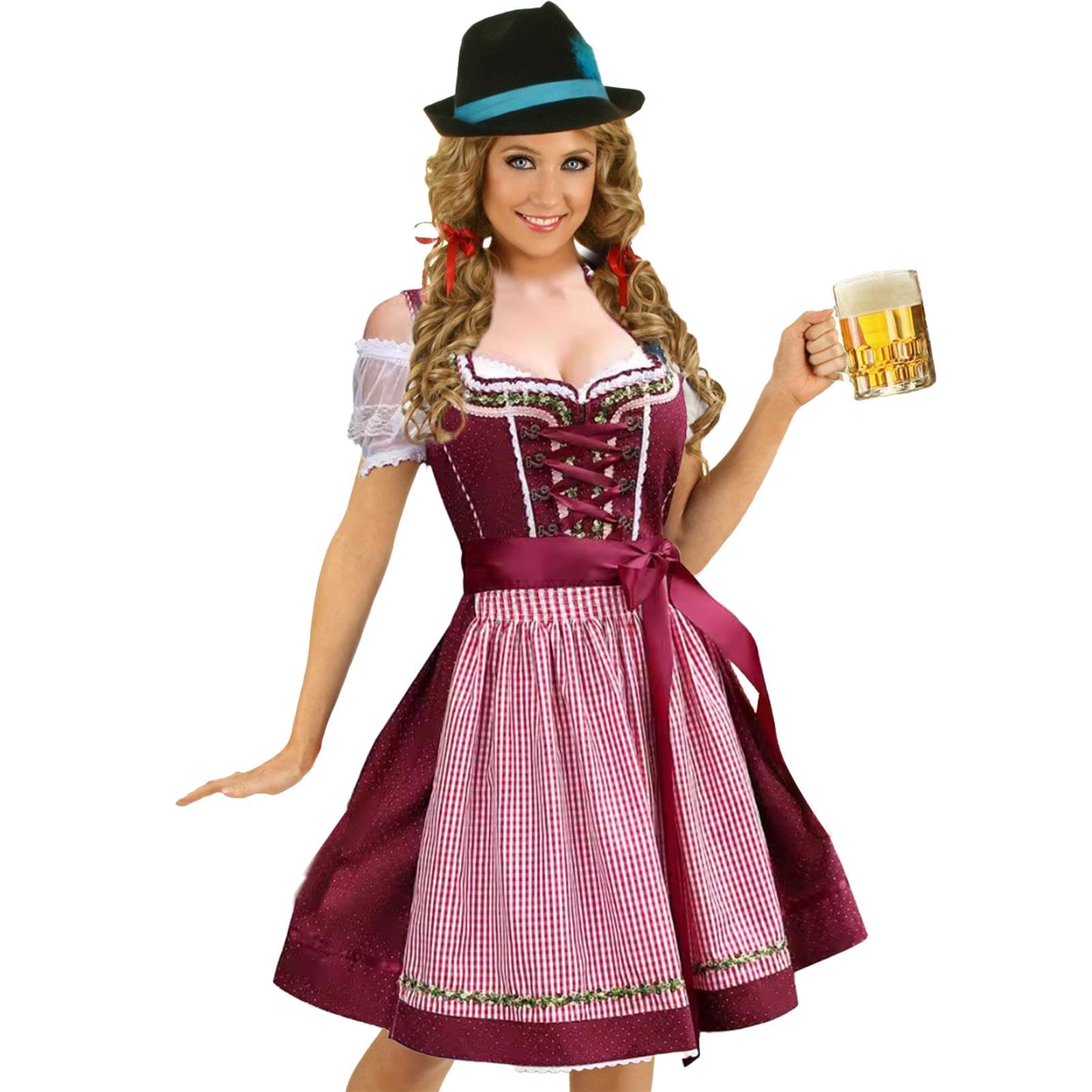 Oktoberfest damskie sukienki | tradycyjny niemiecki kostium damski, niemiecka sukienka na Oktoberfest, sukienka na Halloween, niemiecki strój, karnawałowy strój na Oktoberfest, sukienka Dirndl Women,