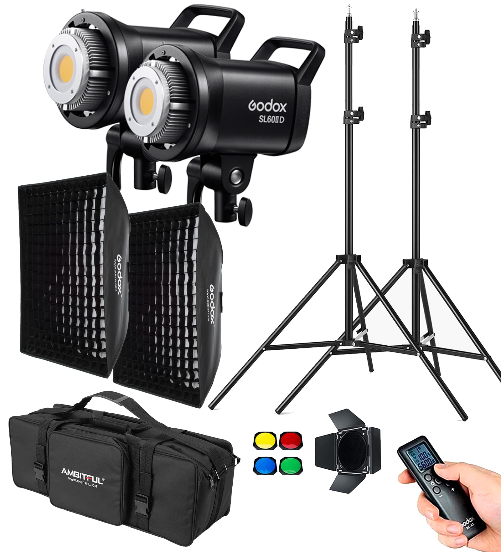 LEDライト GODOX SL60II Bi スタンド&ソフトボックス付 Amazon.com : Godox 3 Pack SL-60II bi 180W CRI95+ White Continuous