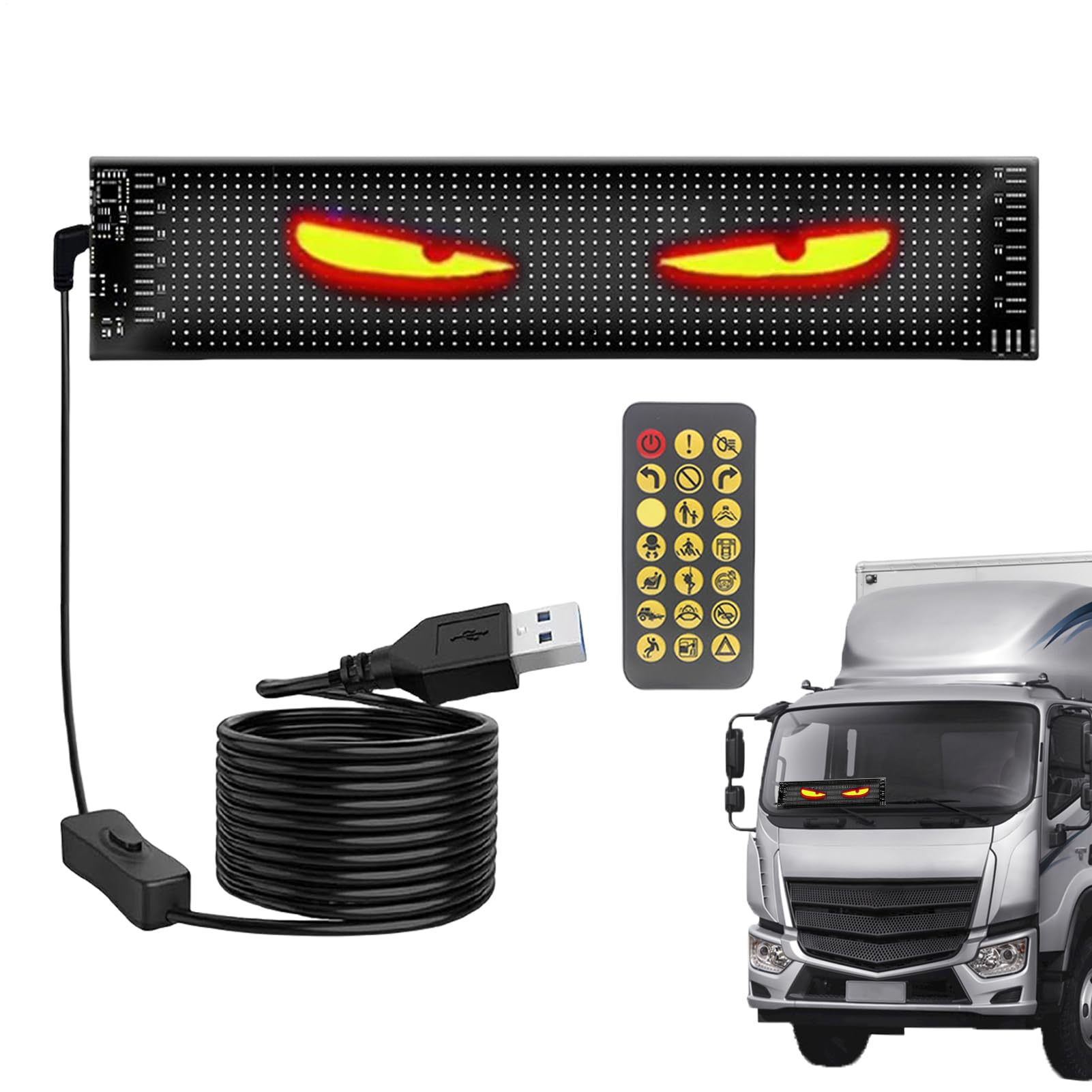 LED-Augen für LKW-Windschutzscheibe – programmierbare flexible Autoaugen | Kfz-Außendekoration für Frontscheibe, Fahrzeuge, Wohnmobile, SUVs, Geburtstag, Bar, Party, Urlaub, Zuhause, Geschäft, Display