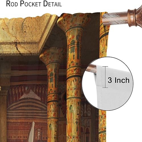 Miniatura 6 de Cortinas egipcias con frescos egipcios en la pared, tumba, sala de estar, dormitorio, cortinas decorativas opacas con reducción de ruido, juego de 2