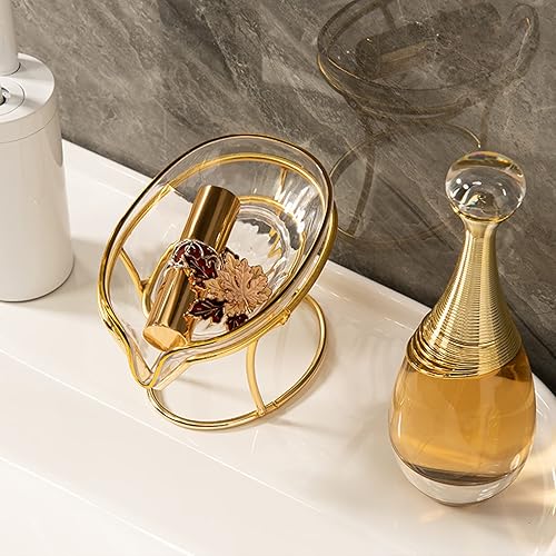 Miniatura 5 de Plcnn Jabonera autodrenante para barra de jabón, bandeja decorativa para baño con marco de hierro dorado, caja de jabón creativa para baño,