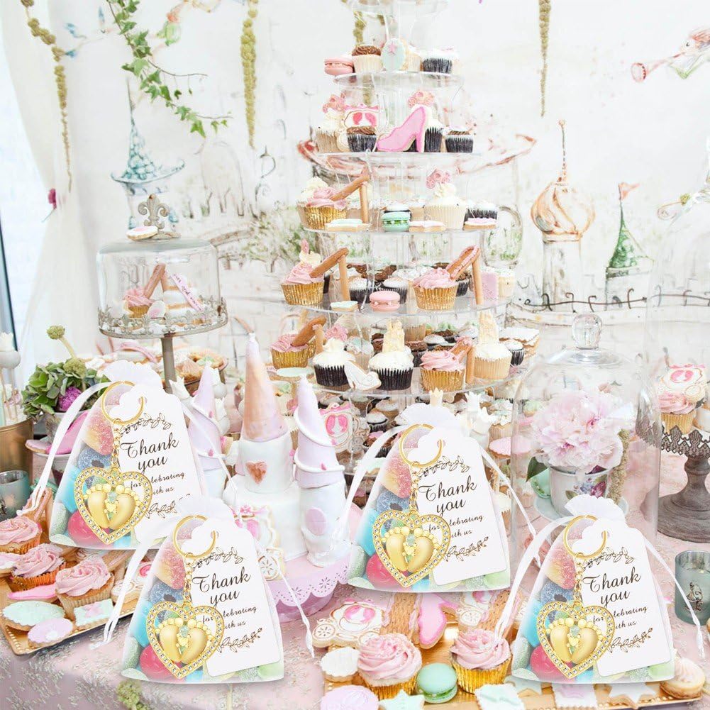 12 Pamiątek Breloczek ze stopą w kształcie serca z torebkami prezentowymi na wieczór panieński i upominki na imprezy Baby Shower z kartą na Święto Dziękczynienia