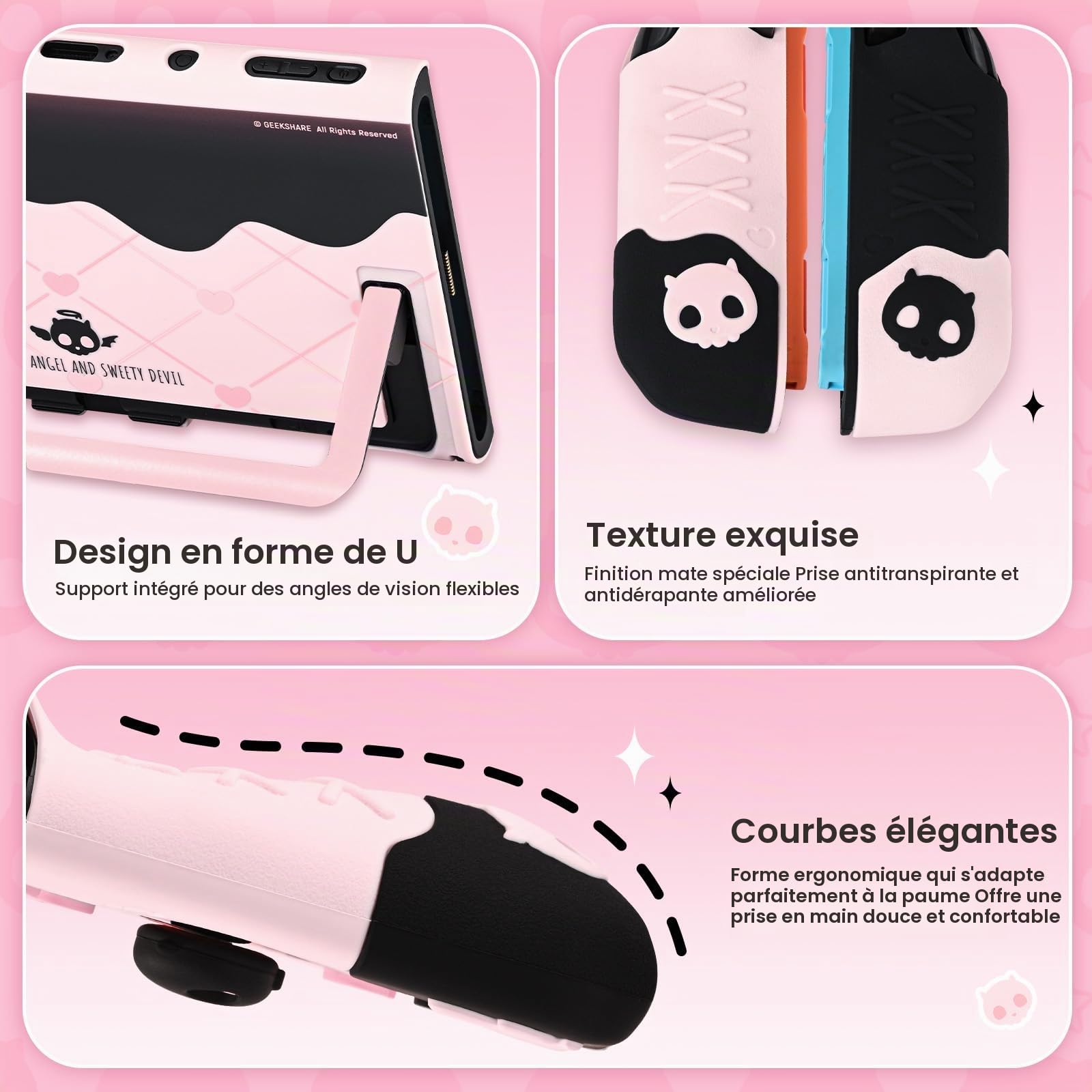 GeekShare Coque de protection en silicone compatible avec Switch 2, résistante aux rayures, coque de protection en silicone souple séparable, pour joystick avec 2 capuchons de préhension pour pouce