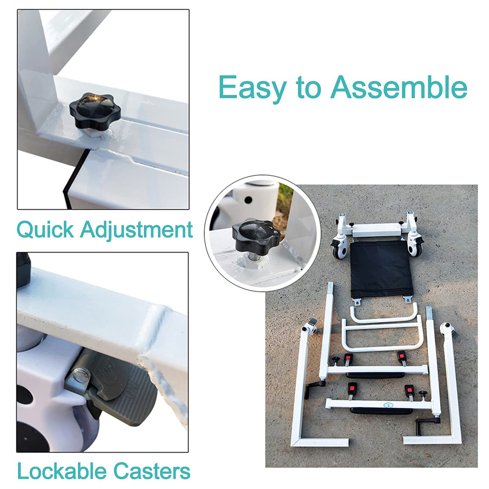 Silla de Transferencia con Elevador Pacientes, Silla de Transporte para Minusválidos y Ancianos, Silla de Traslado de Pacientes Multifuncional