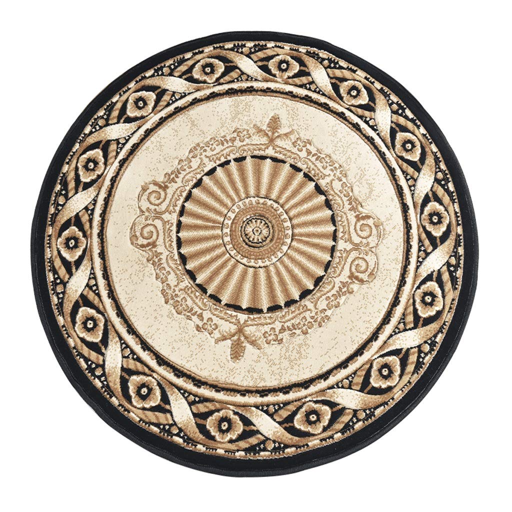 Tapis de chambre rond noir et or de diamètre 100cm pour salon