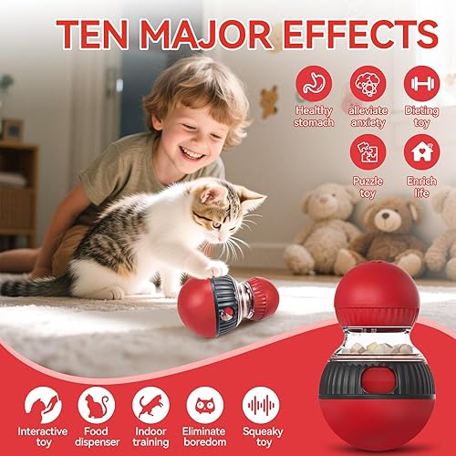 Miniatura 7 de Ansoniser Dispensador interactivo de golosinas para gatos, dispensador de bolas de juguete para gatos, juguetes de alimentación interactiva,