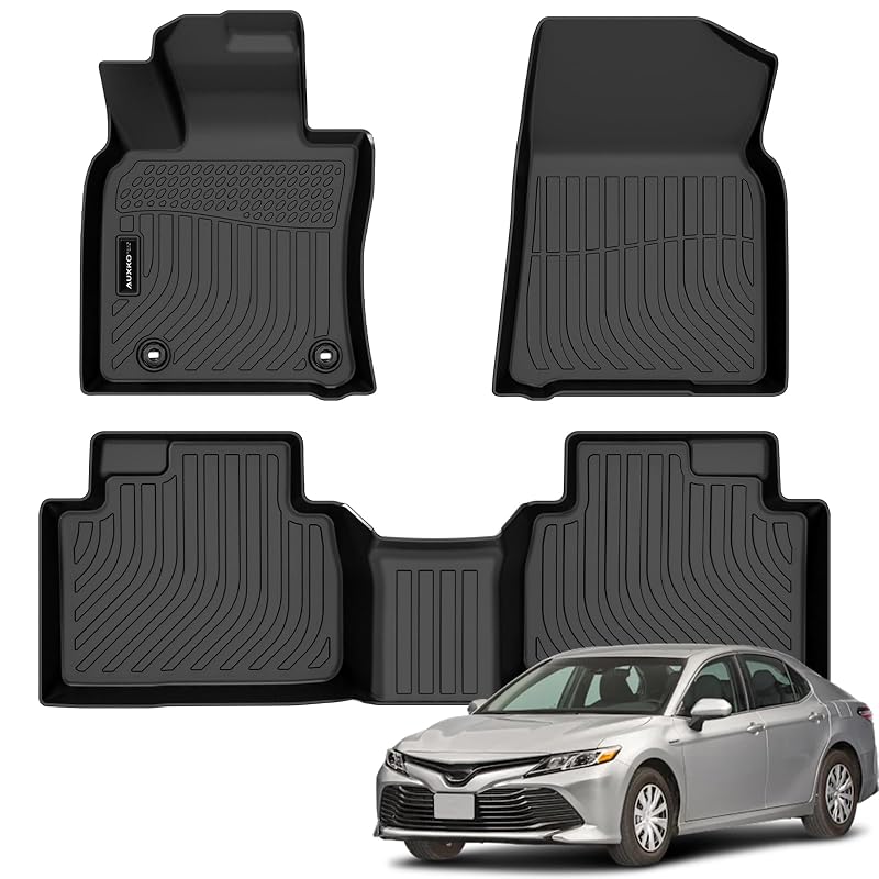 Tapetes automotivos de borracha TPE para Toyota Camry Hybrid 2018–2024 AUXKO, pretos, ajuste específico, kit com 3 peças