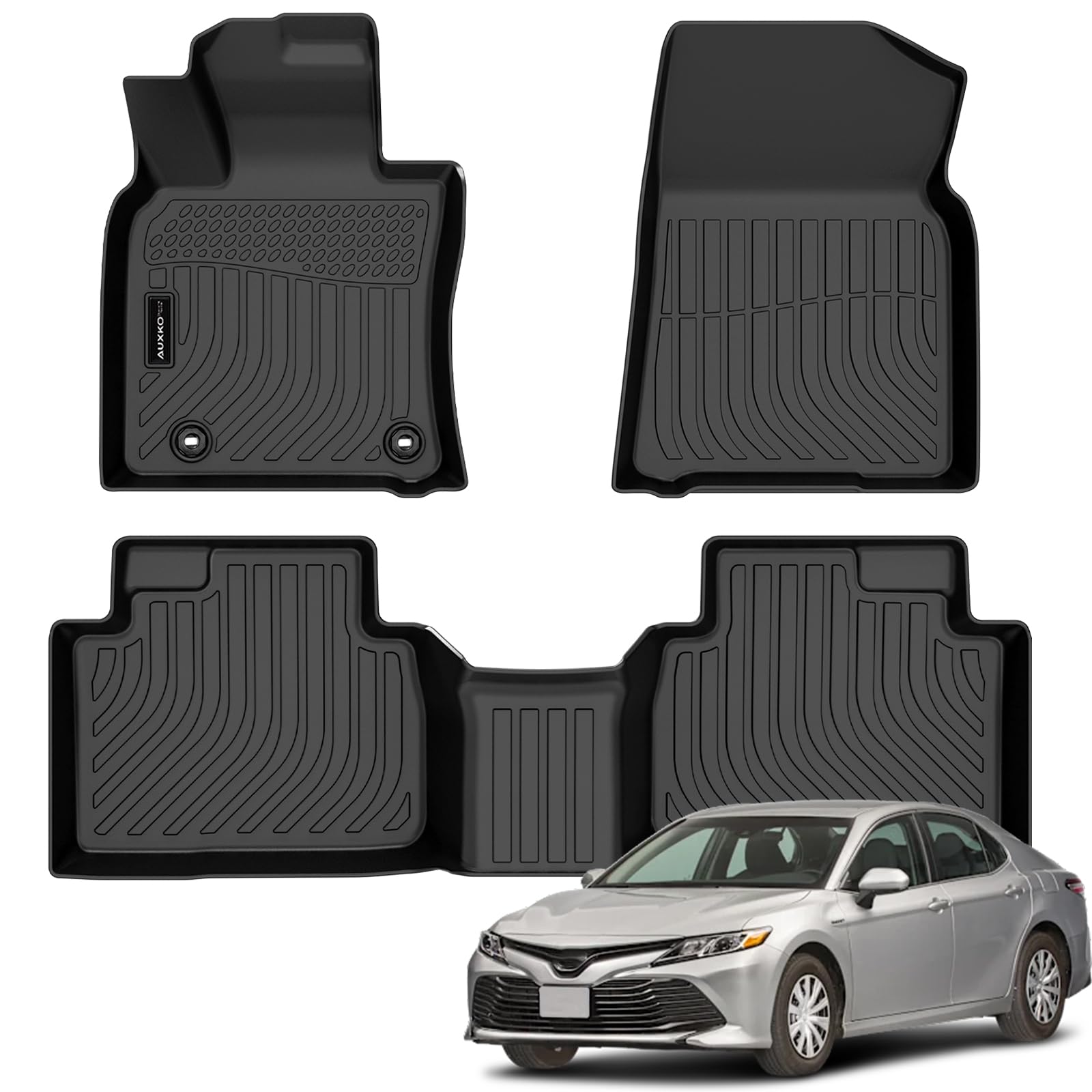 All Weather Floor Mats Fit for Toyota Camry Hybrid 2018-2024 TPE Rubber Liners Set Camry Hybrid Accessories All Season Guard Odorless Anti-Slip Floor Mats 2 Row