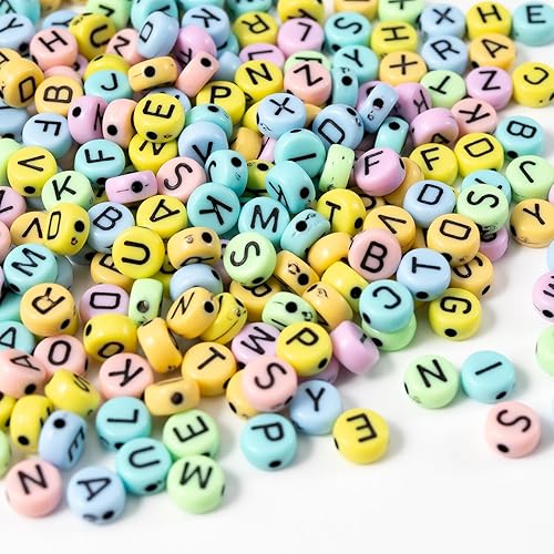 Miniatura 4 de 1400 cuentas de letras acrílicas redondas de 0.157 x 0.27 pulgadas para hacer joyas, cuentas del alfabeto para hacer pulseras de amistad, cuentas de
