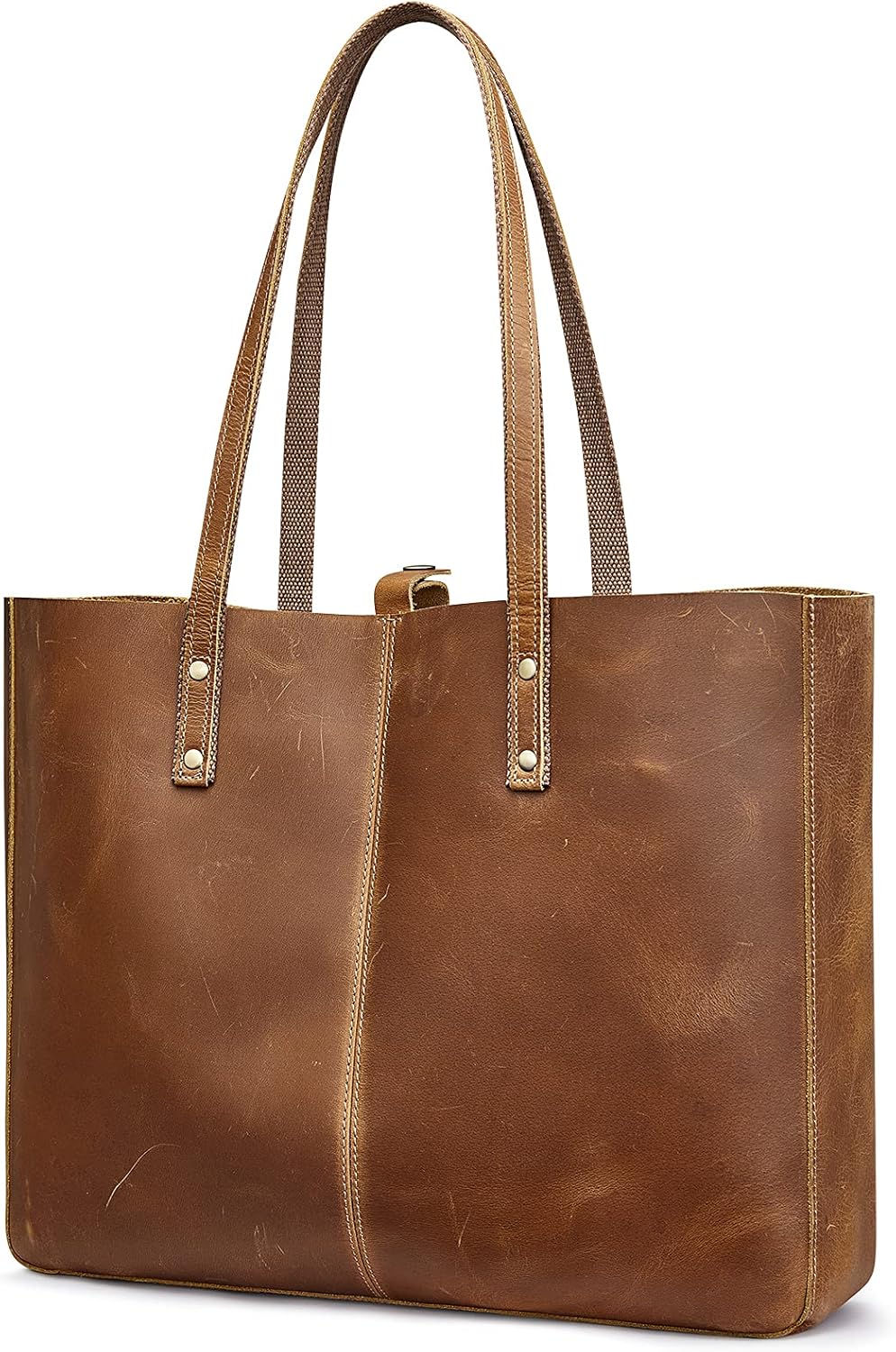 S-ZONE Genuine Leather Shoulder Tote Bag for Women Large Handbag Work Purse | Genuine Leather, Shoulder, Large, Work - Image 7