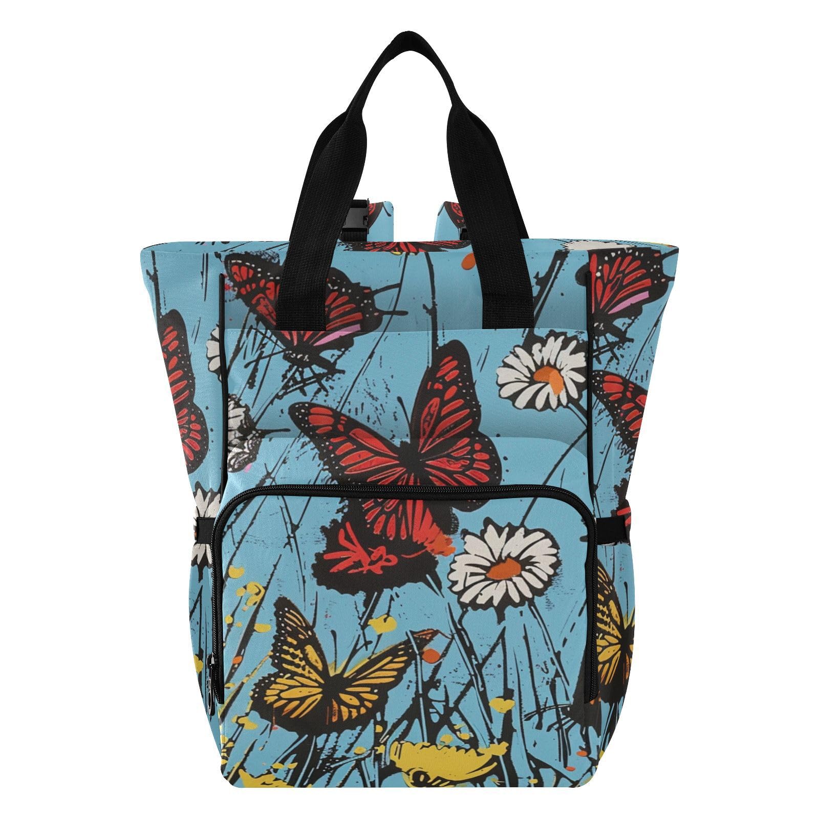 Borsa per pannolini zaino per mamme papà fiori primaverili e