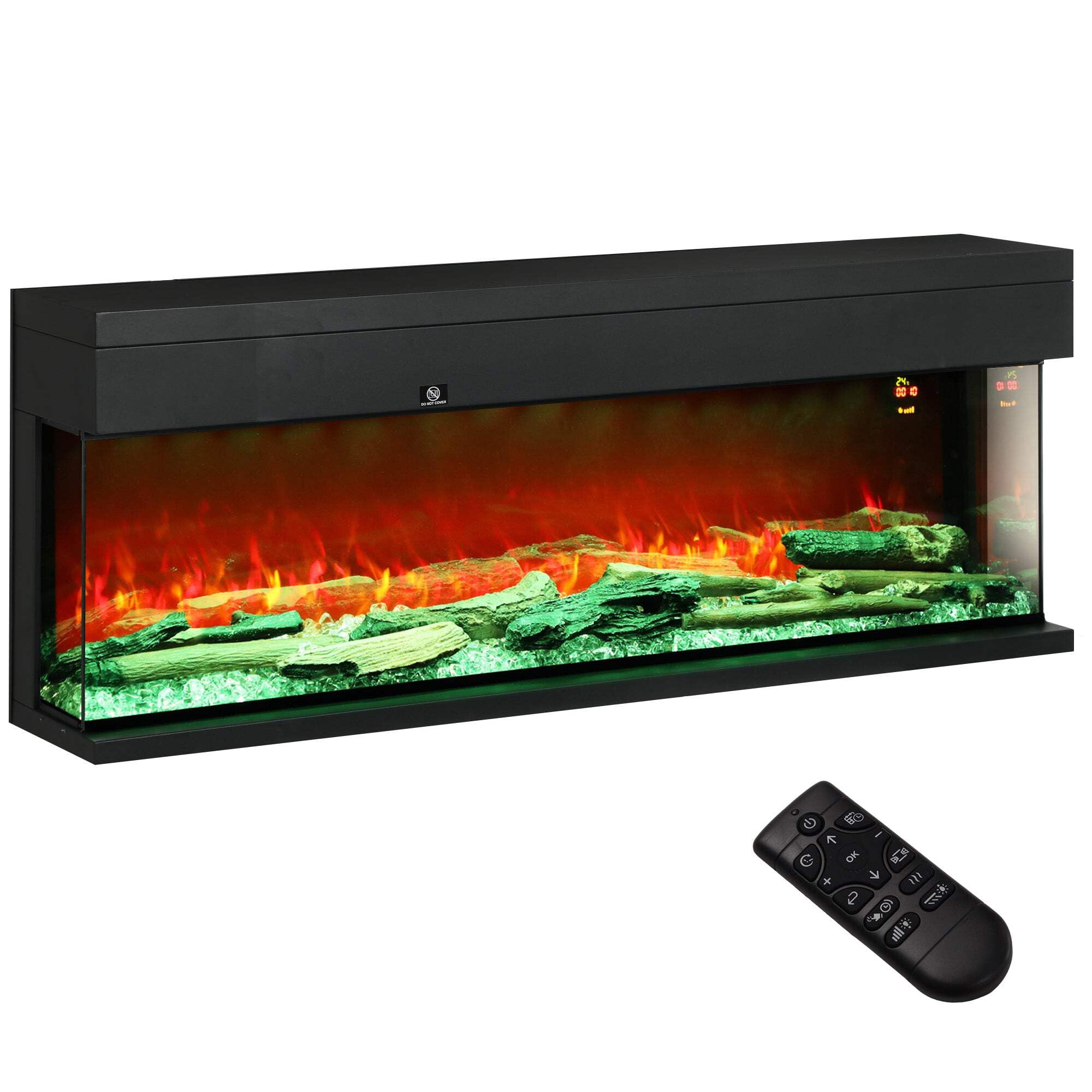 HOMCOM 152.4cm Electric Fireplace - Recessed, Insert, Wall Mount, Freestanding, Black