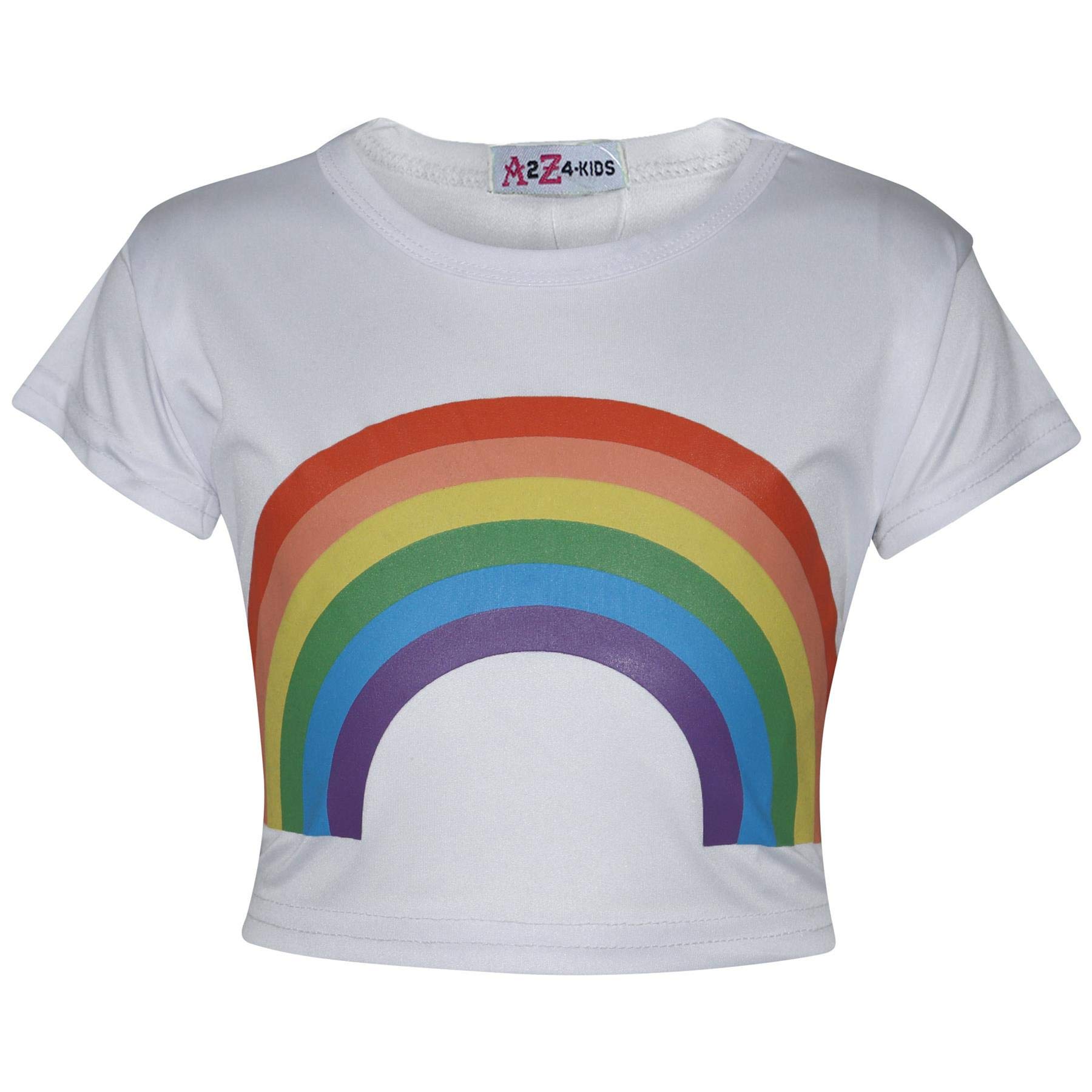 A2z 4 Kids Girls White Crop Tops Rainbow Stylish Trendy Tops - Rainbow 270 Crop Top 13