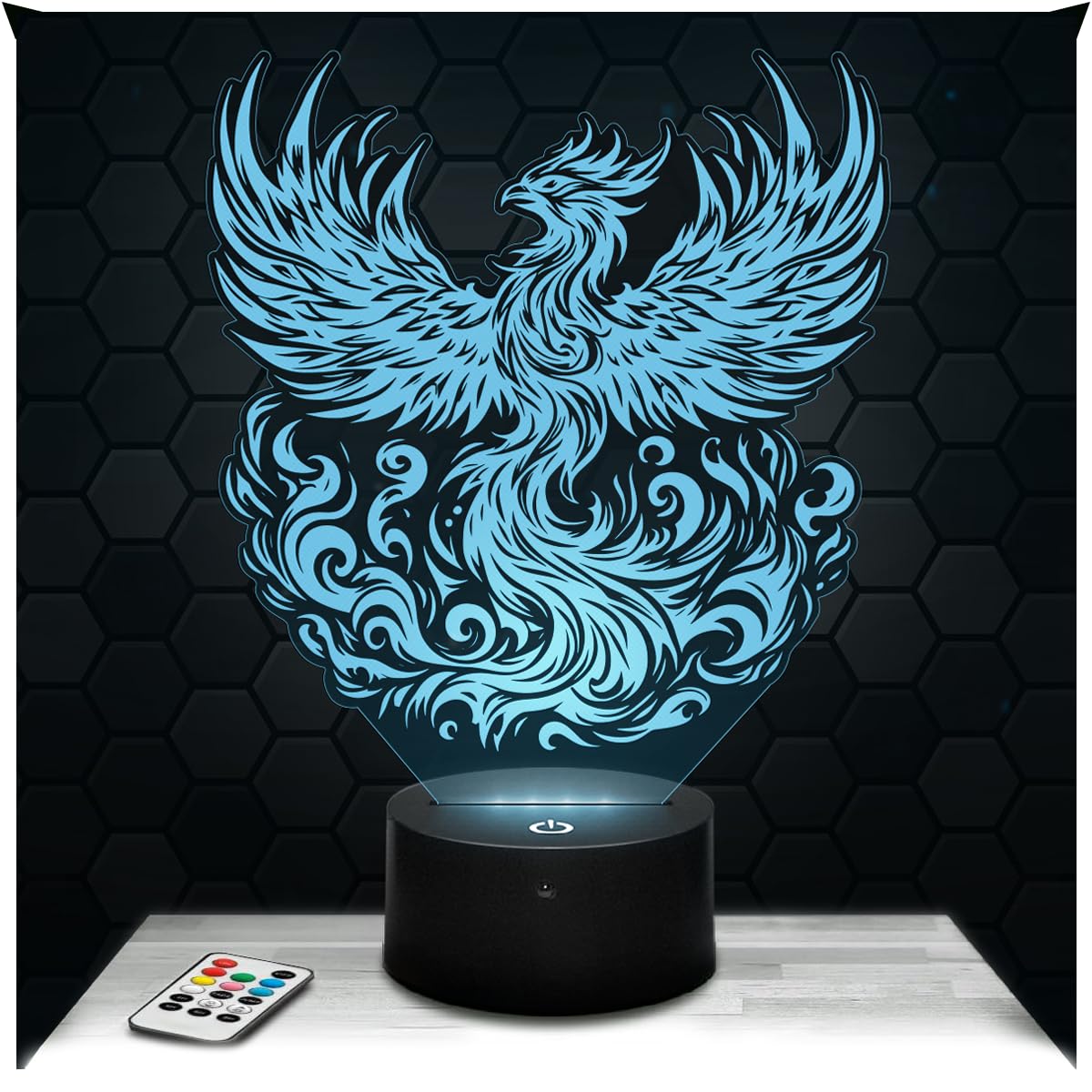 Lampephoto.fr - 3D Lamp Phoenix Gift Phoenix Bird Rebirth Resurrection Phoenix, Touch LED Night Light, 3D Hologram Effect, Christmas Birthday Gift Idea for Boy or Girl