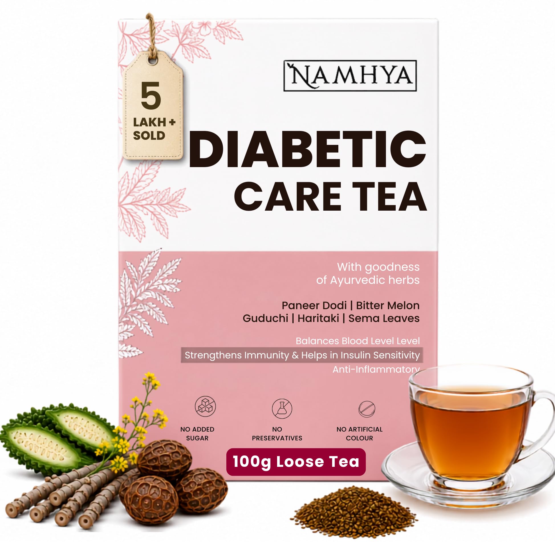 Namhya Diabetes Care Tea | Blood Sugar Balance Support | 100gmx2 Loose Tea — Amazon image 24