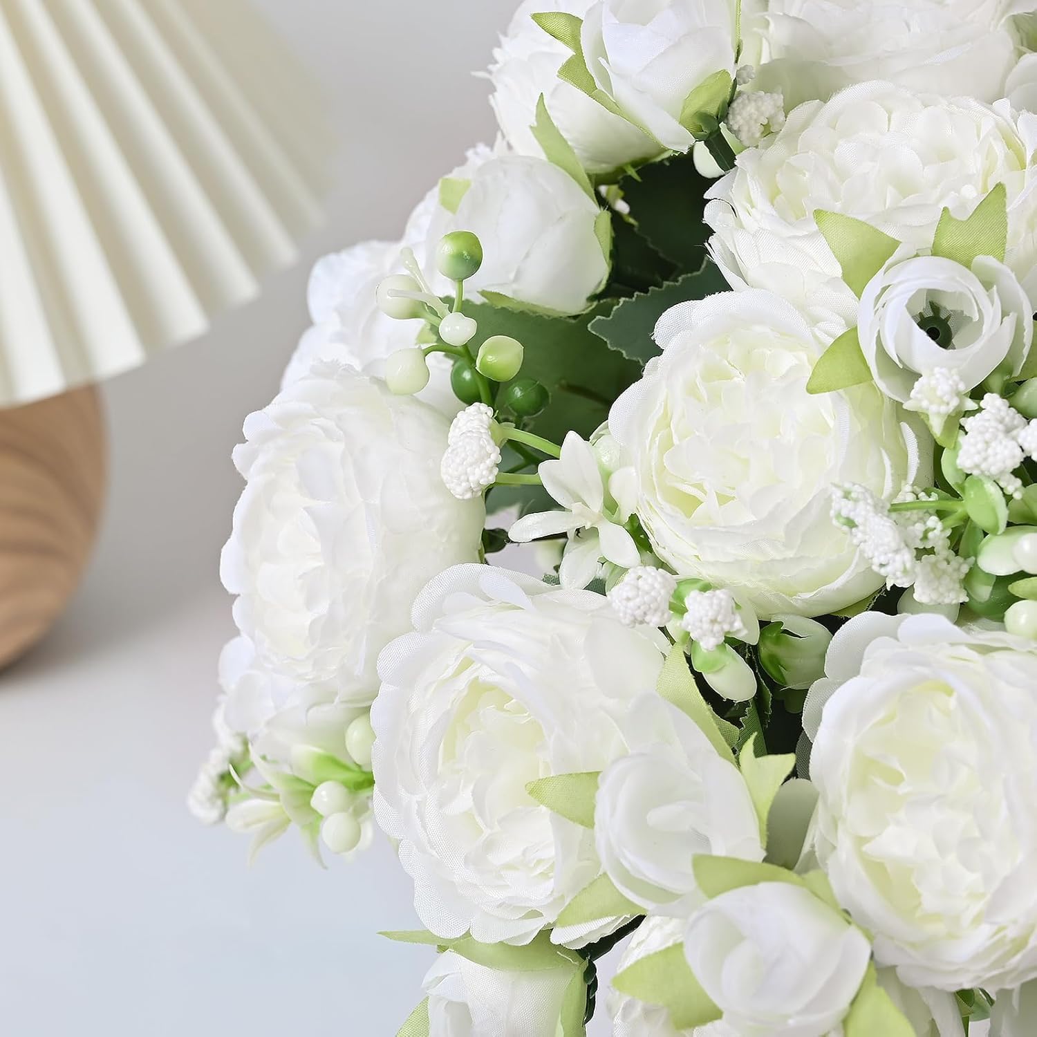 1 pezzo grande bouquet di peonie artificiali in seta e ortensie