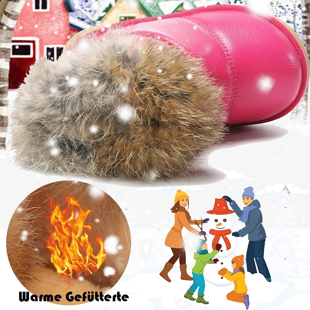 Gaatpot Stivali per Bambine e Ragazze Stivaletti da Neve Scarpe con Invernali Stivale con Imbottitura Calda Impermeabili PU Unisex – Bambini