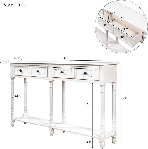 Miniatura 52 de Merax Mesa consola larga con 3 cajones para entrada, mesa de sofá rústica con estante de almacenamiento abierto, para sala de estar, pasillo, azul