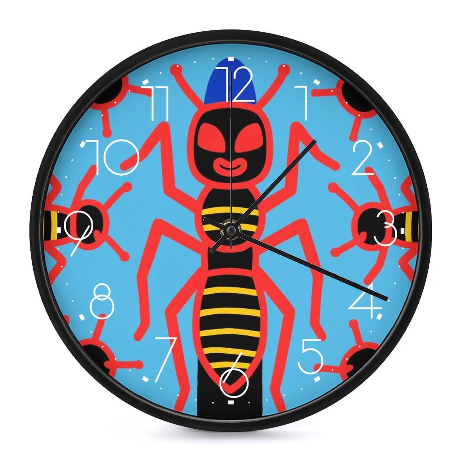 Horloge murale silencieuse pour salon et chambre moderne Ant Totem Pole 25,4 cm
