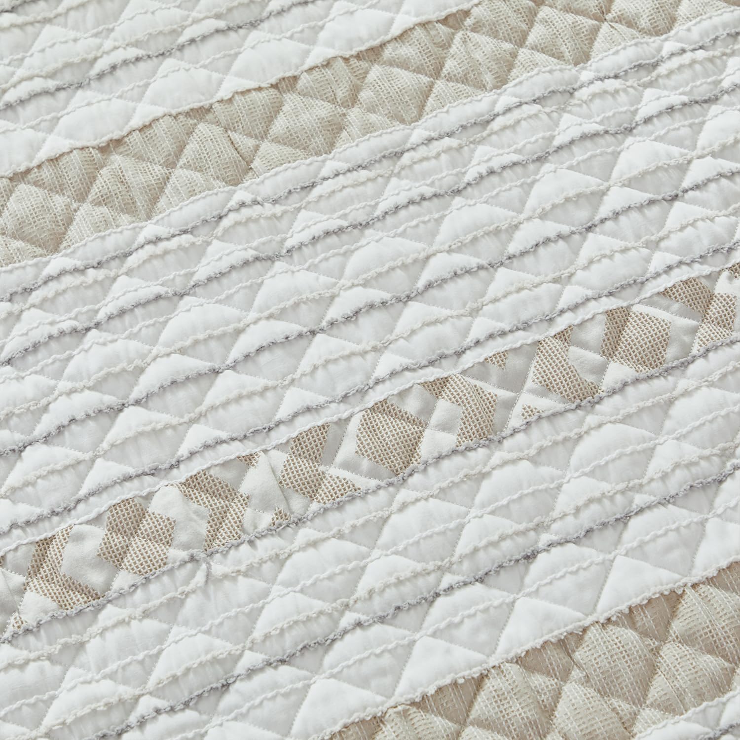 Brandream Cotton Quilted Throw Blanket – Lightweight Striped Design for All-Season Use Cozy Beige and White Throw for Sofa, Chair, or Bed - Image 6