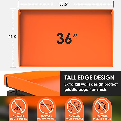 Miniatura 7 de Tapete de silicona mejorado para parrilla de 36 pulgadas, bordes superiores, accesorios de piedra negra de grado alimenticio resistente,