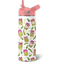 Pickle Gifts for Women - 18 oz Water Bottle with Straw Lid, Stainless Steel Insulated Bottle, Leak Proof, BPA - Free, Cute Pickle Jar Sport Bottles for Travel, Gift Cup for Girl1pc