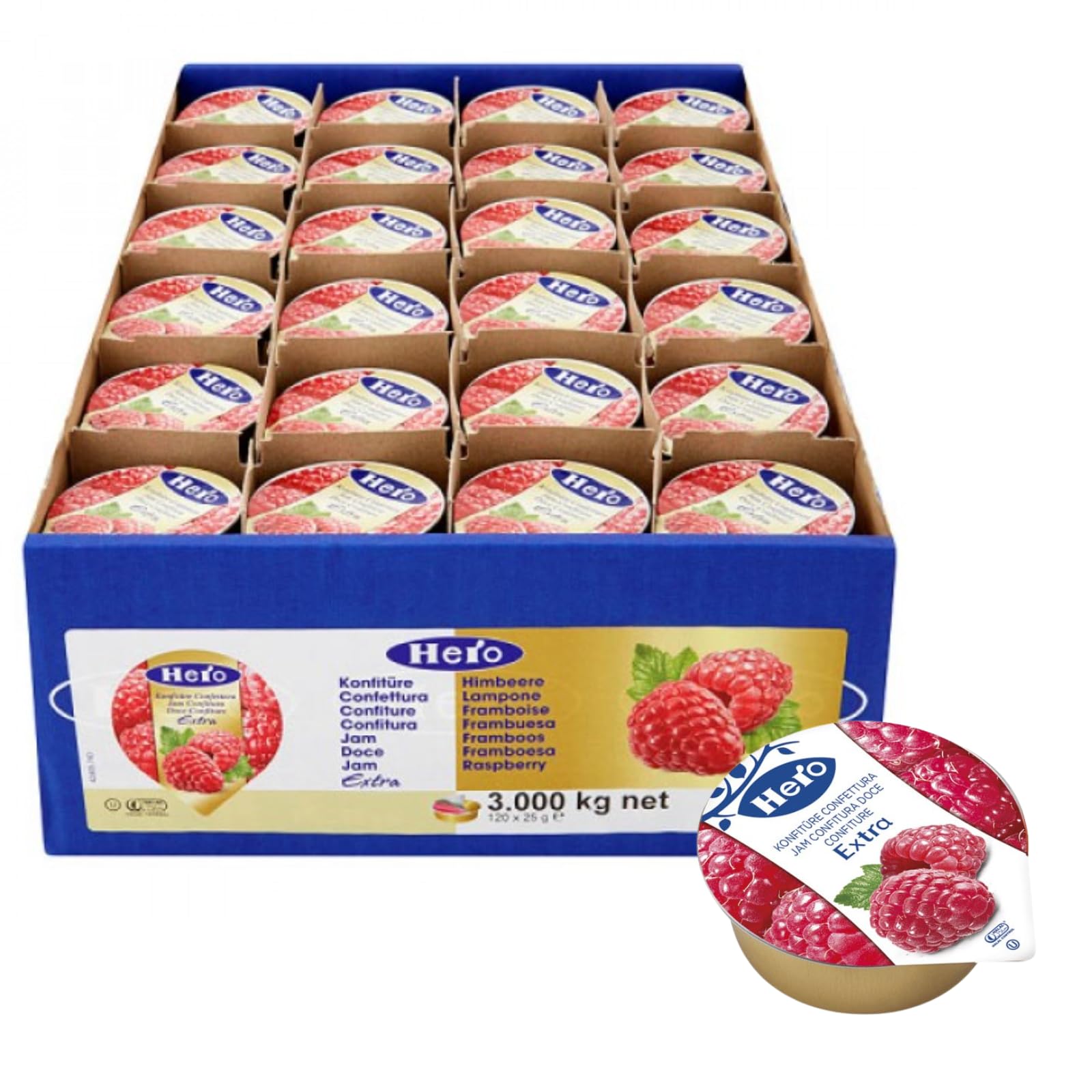Confettura Extra Hero Lamponi 120 Vaschette Alluminio da 25 g Monoporzione