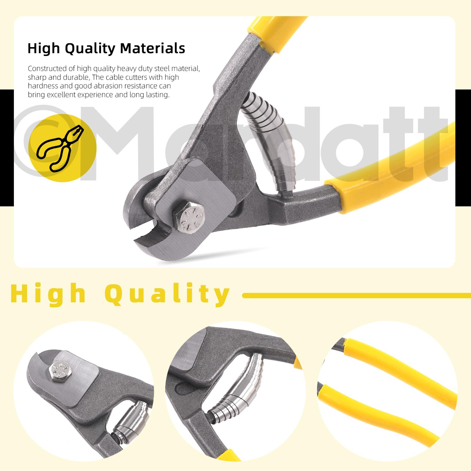 Mardatt 8" Cable Wire Cutter, Stainless Steel Cable Cutter Heavy Duty Wire Cutter Wire Rope Cutter Tool Inner Outer Bicycle Brake Shift Cable Cutting Pliers for Stainless Steel Wire Rope Railing Cable - Image 4