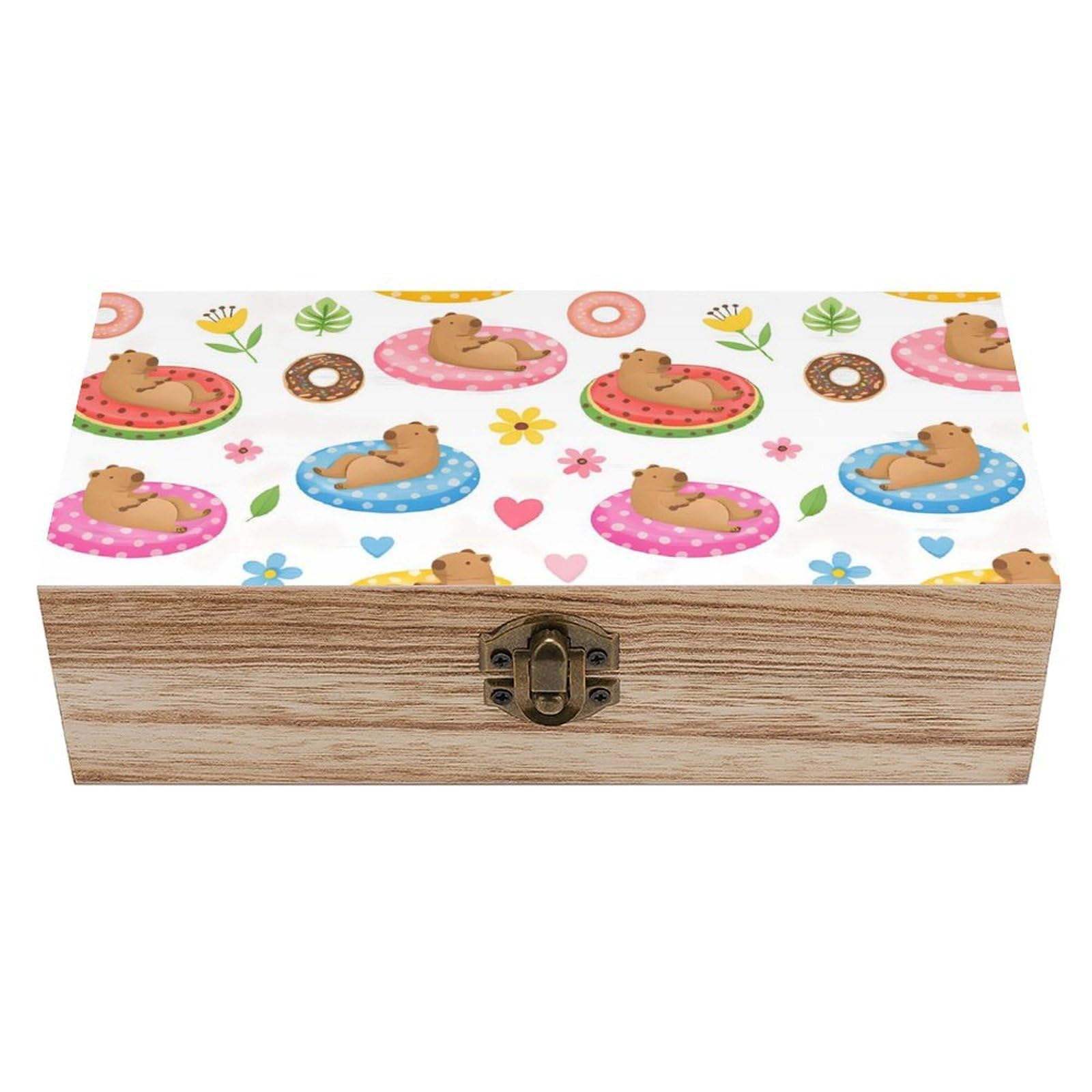 HLBSDM Cute Capybaras Wooden Storage Box